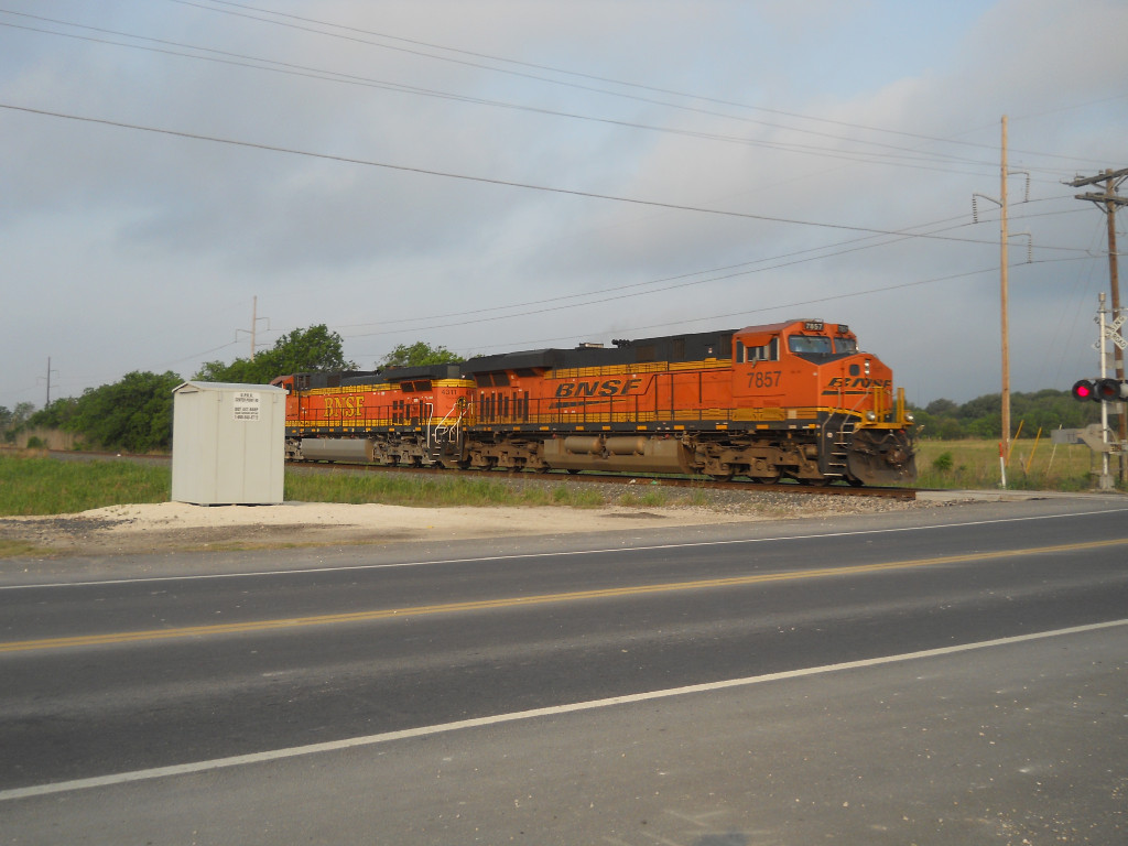BNSF 7857  14Apr2011  Two-unit Power SB on UP Tracks at Center Point Road  #2